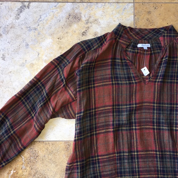 Madewell Highroad Plaid Popover Top Size Small NWT - Picture 4 of 7